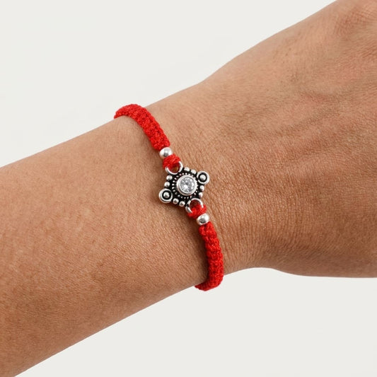 Silver CZ Stone Rakhi