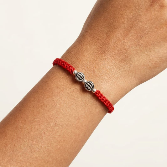 Silver Bead Rakhi Pair