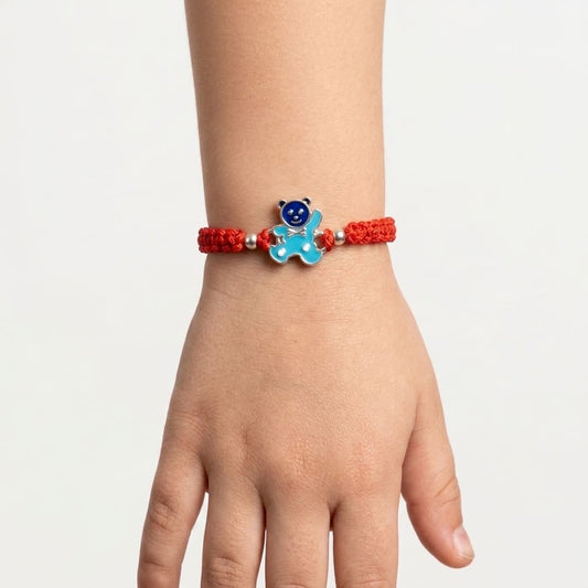 Silver Teddy Bear Kids Rakhi