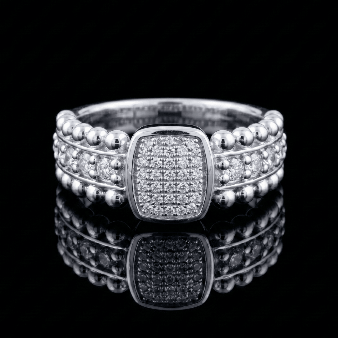 925 Silver Beaded Edge Band Ring