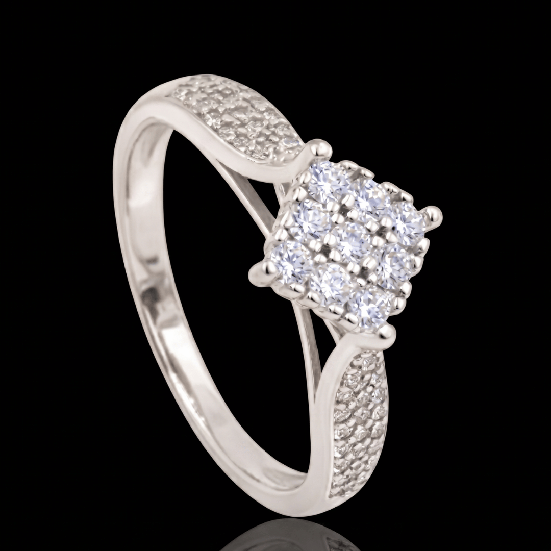 925 Silver Square CZ Diamond Ring for Women